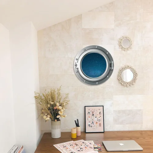 Miniatura 5 de Calcomanías 3D para ventana de avión de universo, calcomanía de pared para dormitorio de bebé, sala de estar, decoración de pared con temática