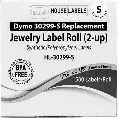 Miniatura 7 de HOUSELABELS DYMO 30299 - Etiquetas de joyería compatibles (7/16 x 2-1/8 pulgadas) en polipropileno, fuerte adhesivo permanente, compatibles