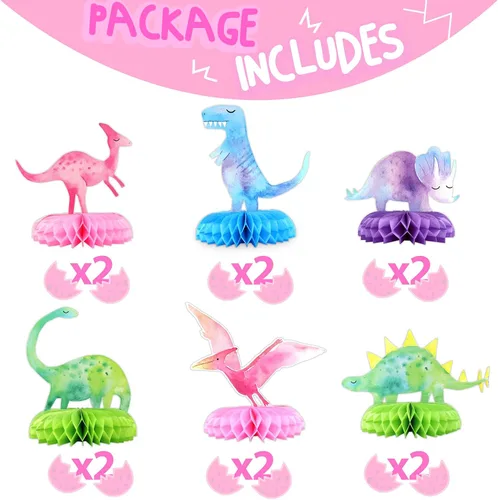 Miniatura 3 de Centros de mesa de dinosaurio para baby shower, 12 piezas de centros de mesa de nido de abeja de dinosaurio para decoraciones, decoración de mesa
