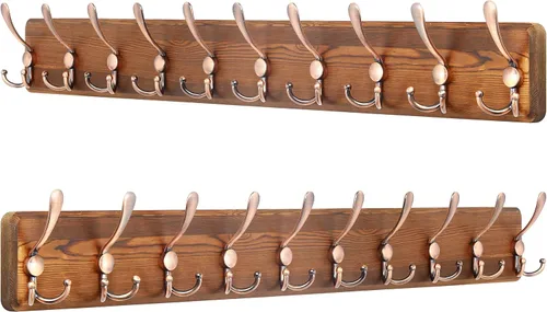 Miniatura 31 de SKOLOO Perchero de pared montado en la pared de estilo rústico: Perchero de pared de pino de madera auténtica de 40,6 cm de orificio a orificio