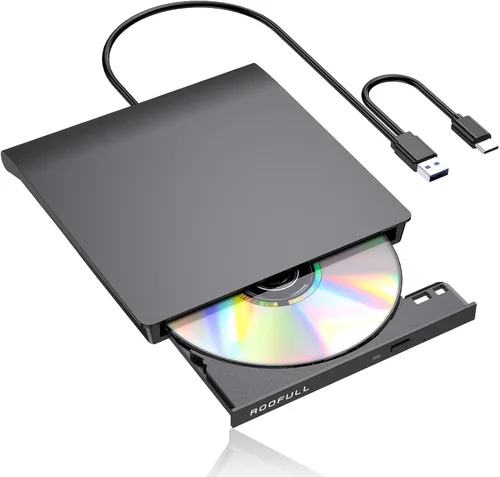 Miniatura 8 de Unidad de CD/DVD externa ROOFULL para portátil, USB 3.0, CD/DVD-ROM +/-RW, lector, reproductor, grabador, quemador, con estuche de transporte