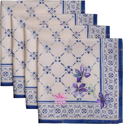Miniatura 90 de Maison d' Hermine Happy Florals - Juego de 4 servilletas 100% algodón suave y cómodo perfectas para cenas familiares, bodas, fiestas de cóctel, 063