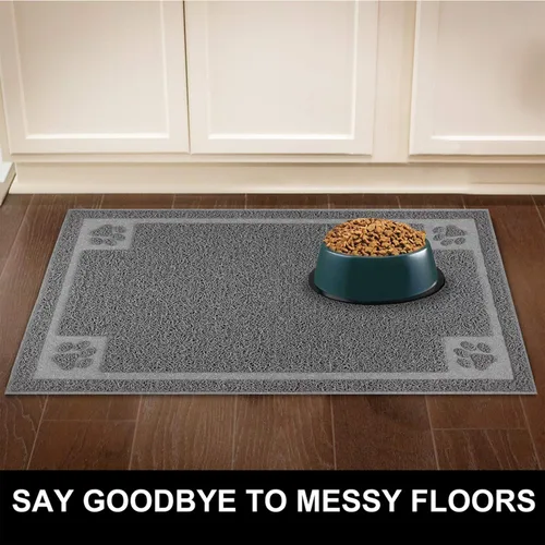 Miniatura 7 de Tapete de alimentación para mascotas para perros y gatos pequeños, de 24 x 16 pulgadas, flexible e impermeable, tapete de cuenco para perros