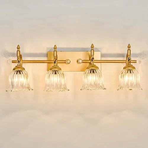 Miniatura 11 de CVKASH Accesorios de Lámpara de Tocador de Baño de 3 Luces Sobre Espejo, Lámpara de Tocador Moderna Negra con Pantalla de Vidrio, Aplique de Pared