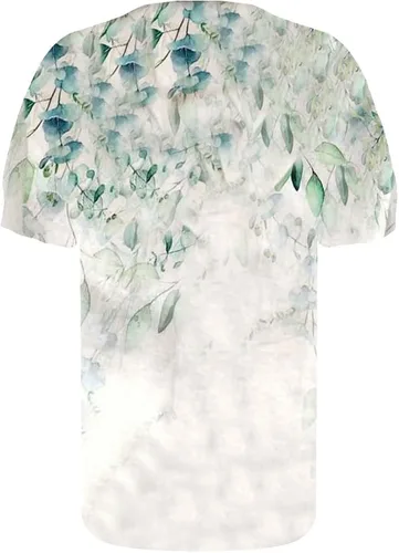 Miniatura 2 de Camisa de lino y algodón con estampado C y cuello alto para mujer, estilo casual, media manga, talla S, A-B