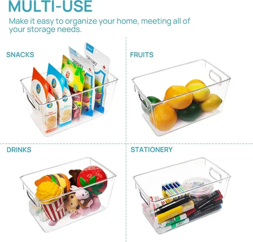 Miniatura 6 de Vtopmart - 2 unidades de contenedores de plástico transparente con asas para organizar y almacenar artículos y alimentos, ideales para cocina