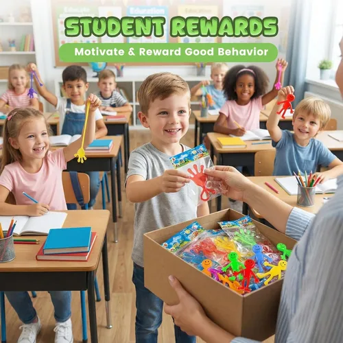 Miniatura 5 de POPLAY 56 unidades de manos pegajosas para fiestas, manos pegajosas brillantes y brillantes, juego de recuerdos de mesa para niños, bolsas