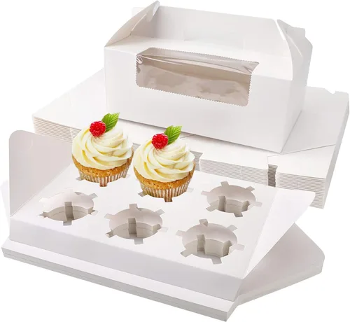 Miniatura 21 de EUSOAR Cajas individuales para cupcakes, 25 recipientes individuales de 3.6 x 3.6 x 4.3 pulgadas, cajas de regalo para magdalenas con asa para Rosa