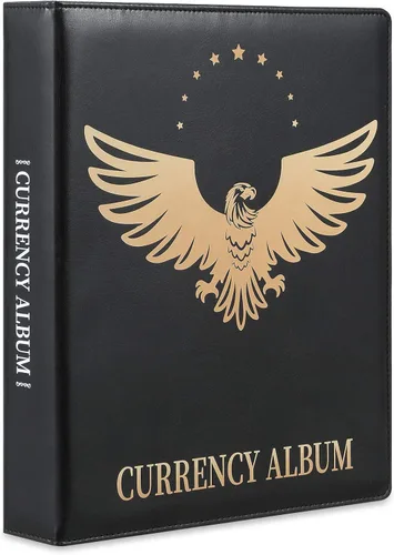 Miniatura 2 de MUDOR - Álbum de 90 bolsillos para coleccionar billetes de dólar, álbum premium de colección de monedas del mundo en PU, álbum clásico