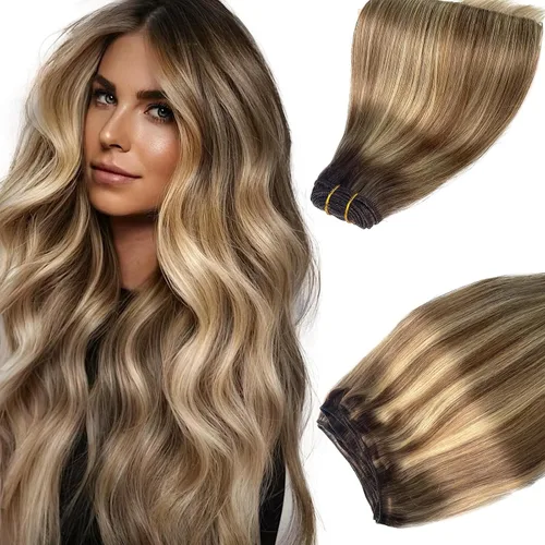 Miniatura 15 de Extensiones de cabello con clip sin costuras de cabello humano real, extensiones de cabello natural negro real con clip 7 piezas 100 g 36 cm