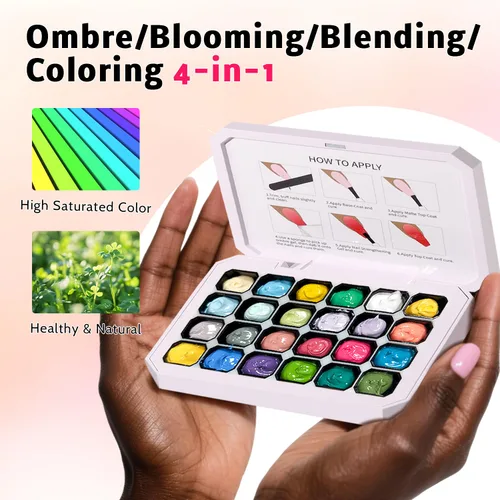 Miniatura 4 de Sponges Pat - Paleta de esmaltes de uñas de gel, 24 colores mezclados degradados, pintura degradada, arte de uñas, no se limpia, curado UV/LED, 100