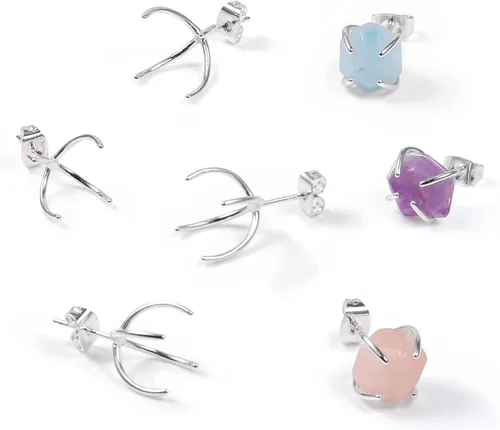 3 pares de aretes de plata esterlina, aretes hechos a mano, suministros de aretes de alambre, ideales para hacer tachuelas de piedras preciosas