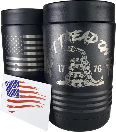 Miniatura 16 de Betsy Ross - Enfriador de latas aislado de acero inoxidable de doble pared con bandera y bandera estadounidense, capacidad para latas de 12 o 16
