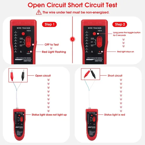 Miniatura 4 de Probador de cables de red, probador de cables multifunción RJ45 RJ11 para colación de cables, colación de mantenimiento de red, prueba de línea