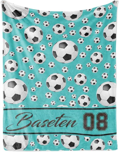 Miniatura 13 de Manta de fútbol personalizada con nombre, mantas personalizadas suaves para deportes de fútbol, mantas de cama verde, regalo personalizado
