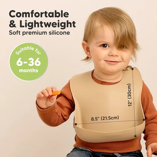 Miniatura 3 de KeaBabies Paquete de 2 baberos de silicona para bebés, niñas y niños, baberos resistentes de grado alimenticio para comer, atrapa alimentos grandes