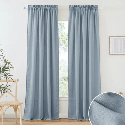 Miniatura 44 de RYB HOME Cortinas extralargas de 108 pulgadas de largo, transpirables con bolsillo para barra, cortinas traslúcidas blancas para sala de estar