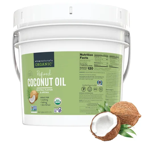 Miniatura 11 de Viva Naturals Aceite de coco orgánico, 54 onzas líquidas, sin refinar, aceite de coco virgen extra prensado en frío, orgánico USDA y sin OMG, aceite