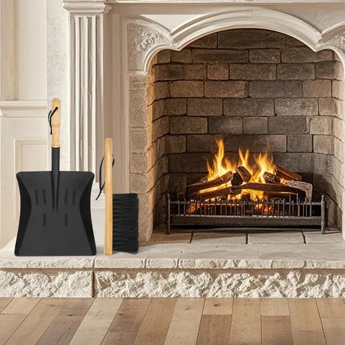 Miniatura 7 de Juego de pala y cepillo para cenizas para chimenea, pala de carbón y cepillo para hogar, juego de herramientas para chimenea para interiores