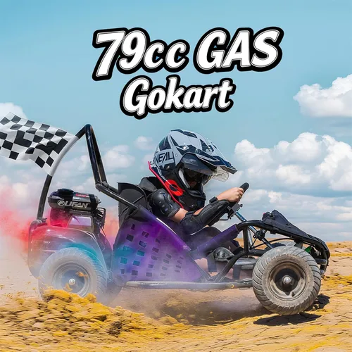 Miniatura 2 de HOVER HEART 79cc 4-Stroke Gas Go Kart, 2.5HP todoterreno GoKart aprobado por EPA con marco tubular de acero, cinturón de seguridad, neumáticos todo