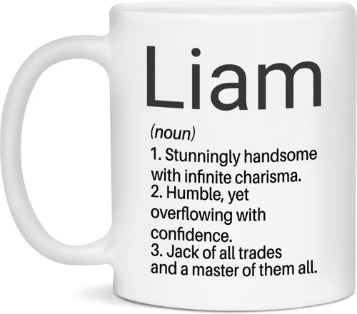 Liam - Taza con definición de nombre, tazas con nombre personalizado, tazas de café con significado de nombre, tazas de café con nombre, regalos