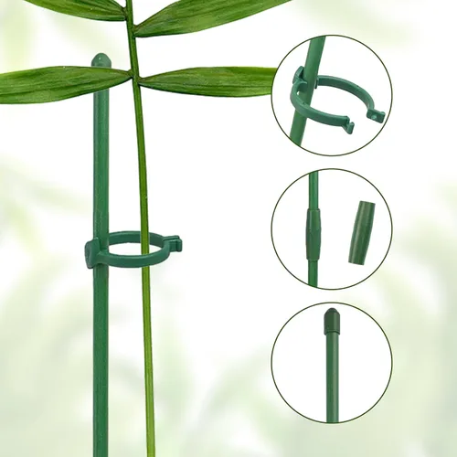 Miniatura 3 de 20 estacas de soporte para plantas, altura ajustable, para jardín, con 40 clips para plantas y 10 tubos de conexión para orquídeas, rosas, peonías