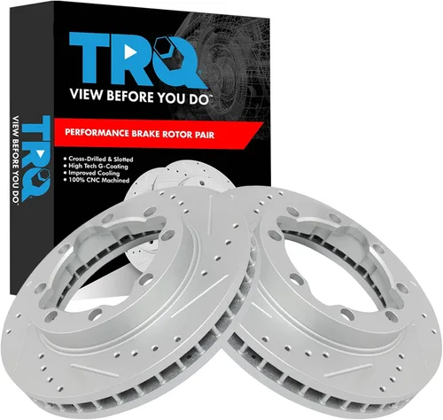 Miniatura 405 de TRQ Juego de rotores de freno de rendimiento trasero con revestimiento G premium compatible con Mazda 6 2014-2021