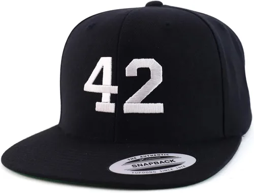Trendy Apparel Shop Gorra de béisbol bordada con pico plano bordado de hilo blanco número 42