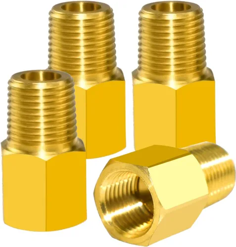 Miniatura 9 de 4 piezas de tubería de latón 1/4 "NPT hembra rosca tubería x 1/4 "NPT macho rosca reductor adaptador NPT latón manguera conector