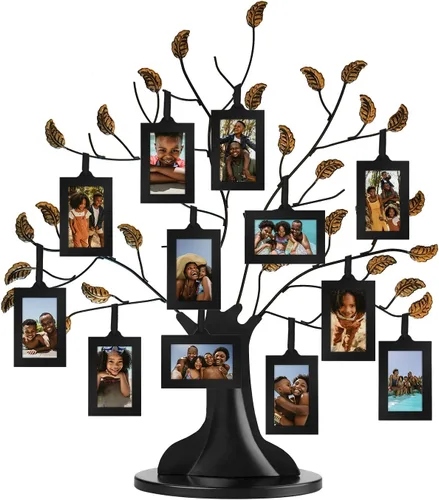 Miniatura 11 de Americanflat Marco de fotos para árbol genealógico, incluye 6 marcos de fotos colgantes de 2 x 3 pulgadas, borlas de cinta ajustables, ideal como
