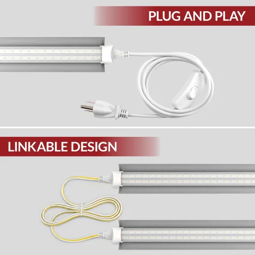 Miniatura 5 de Paquete de 2 luces LED de crecimiento de 1 pie, espectro completo de 5000 K, 30 W (2 x 15 W), lámpara de cultivo enlazable, luces de cultivo T8