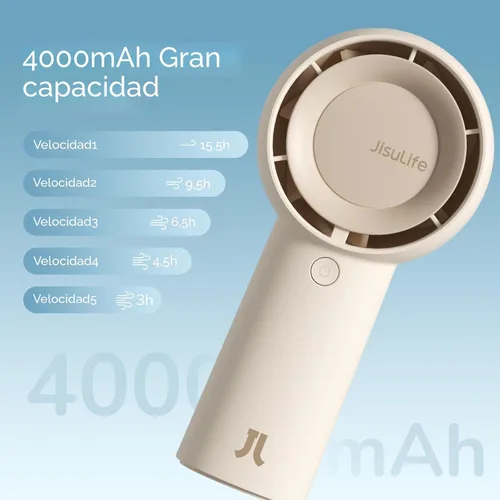 Miniatura 3 de JISULIFE Ventilador turbo portátil de mano [16 horas de tiempo de enfriamiento máximo], 4000 mAh USB recargable personal que funciona con batería