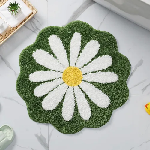 Miniatura 11 de Bonita alfombra de baño, alfombra antideslizante de absorción de agua, suave, lavable a máquina, para dormitorio, cocina, baño, inodoro, 25.6 x 25.6