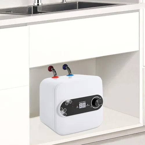 Miniatura 4 de DHBREK Calentador de agua eléctrico con mini-tanque, 110 V, 2.1 galones, 1.5 KW, blanco, punto de uso instantáneo, calentador de agua caliente