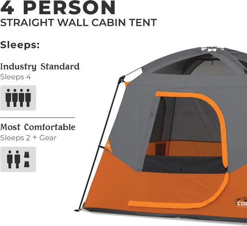 Miniatura 2 de CORE Tienda de campaña para camping familiar Tienda de campaña portátil para 4 personas y 6 personas con bolsa de transporte para acampar al aire