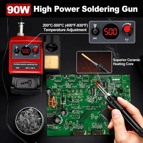 Miniatura 4 de Kit de soldadura inalámbrico Taingwei para batería Milwaukee M18 de 18v, soldador digital LED de 75W con pistola de soldar con 5 puntas, alambre