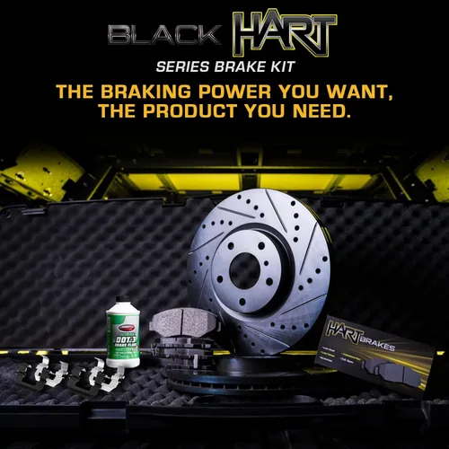 Miniatura 3 de Hart Brakes Kit de frenos y rotores delanteros Pastillas de freno delanteras Rotores y pastillas de freno, pastillas de freno semimetálicos