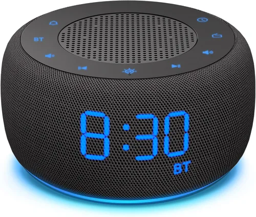 BUFFBEE Reloj despertador con altavoz Bluetooth con radio FM, sonido de alta fidelidad, atenuador de rango completo, radio despertador enchufado