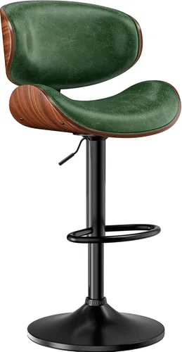Miniatura 30 de Taburetes de bar, taburetes de bar giratorios ajustables para isla de cocina, sillas de barra de cuero moderno de mediados de siglo de altura