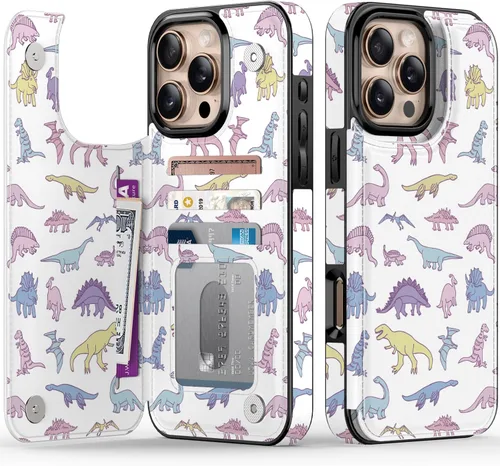 Miniatura 81 de FUNMIKO Funda tipo cartera para iPhone 13 con tarjetero, bloqueo RFID, protección de grado militar y obras de arte impresas con rayos UV, cierre