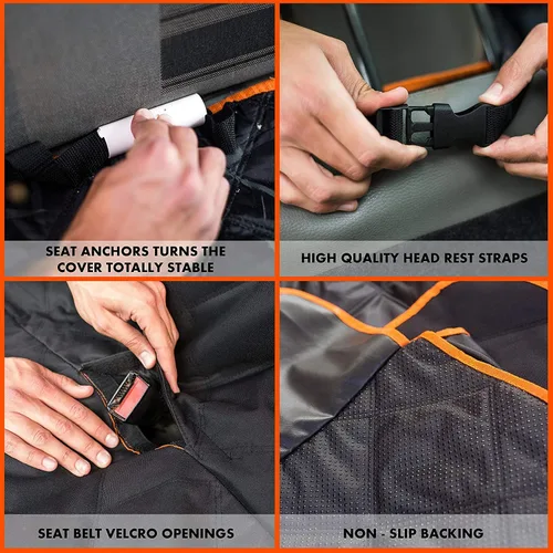 Miniatura 9 de Doggie World Funda de Asiento de Automóvil para Perros para Asiento Trasero para Automóviles XL, SUVs y Camiones - Protector de Automóvil Duradero
