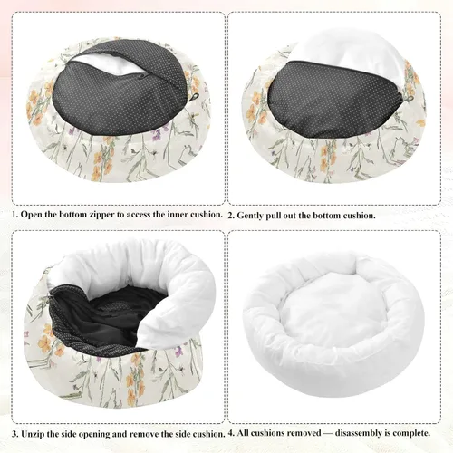 Miniatura 7 de Pet Dog Beds Anti-Slip Fluffy Dog & Cat Cushion for Small Size Pets Sleeping S Retro Snapdragon Neutral