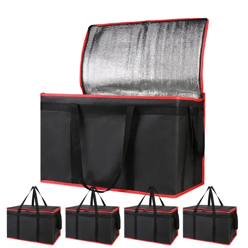 Miniatura 8 de Bodaon - Paquete de 5 bolsas aisladas para entrega de alimentos para comidas frías y calientes, tamaño XXXL, bolsa aislada para catering, bolsa