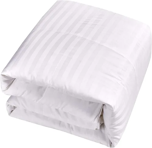 Miniatura 7 de Blue Ridge Home Fashions Edredón de plumas de ganso con patrón de rayas blancas de 350 hilos, relleno hipoalergénico, cálido para todas