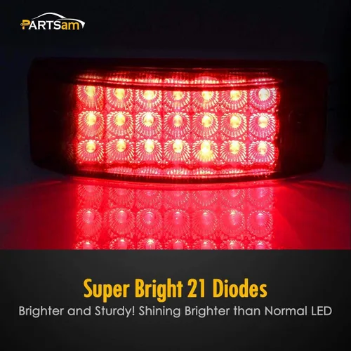 Miniatura 3 de Partsam 2 luces LED rectangulares rojas de 6 pulgadas y luces de remolque de holgura, 21 diodos con reflectores, impermeables, 12 V, selladas, 6 x