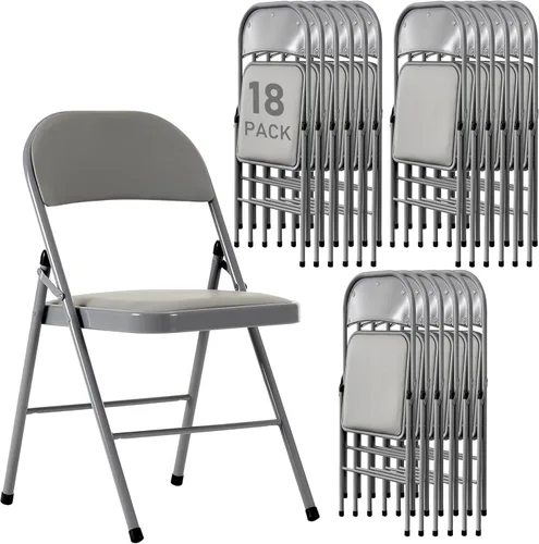 Miniatura 31 de Paquete de 4 sillas plegables negras con cojín acolchado y respaldo para exteriores, sillas plegables comerciales apilables portátiles con marco
