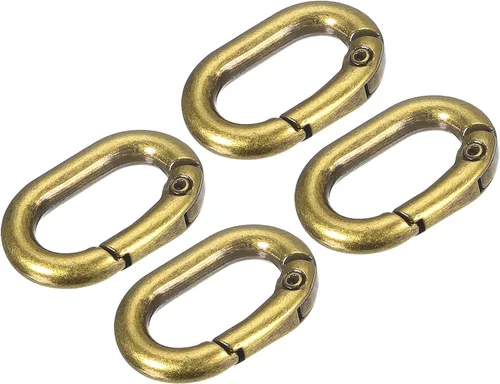 Miniatura 11 de uxcell Anillo ovalado de resorte, clip de resorte redondo, hebilla de resorte para bolsos, monederos, llavero bronce