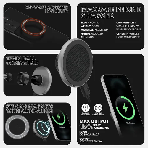 Miniatura 7 de Tackform Link - Soporte magnético de carga inalámbrica para teléfono, compatible con MagSafe, Toyota Tacoma 2016-2023 y Toyota Tundra 2014-2021