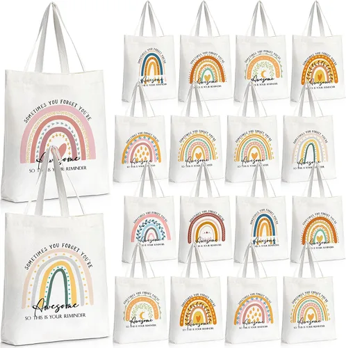 Miniatura 9 de Sadnyy 20 bolsas de lona arcoíris para profesores y empleados, regalo inspirador con cremallera para oficina, escuela