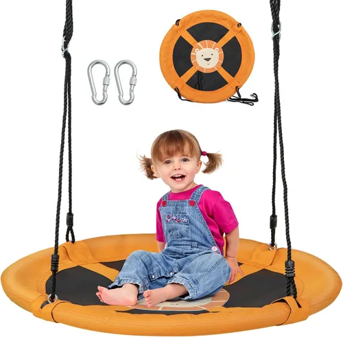 Miniatura 15 de Costzon - Platillo volador de 40 pulgadas, columpio seguro y resistente para niños de fácil montaje, cuerdas ajustables, ideal para el parque de Rosa